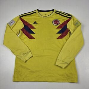 Colombia Soccer Jersey Mens Large Yellow FIFA World Cup Qualifiers 2018 Adidas